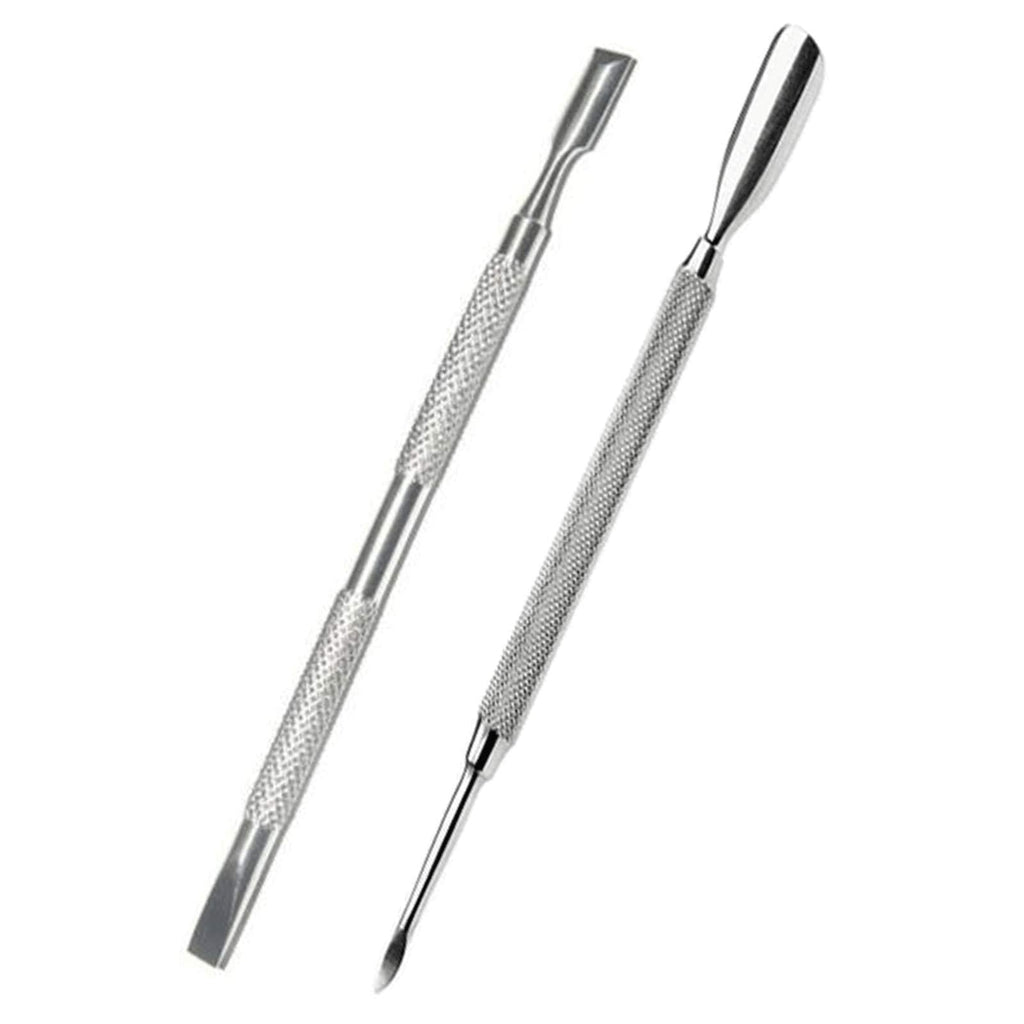 Cuticle Pusher Dual Sided - Sharp Edge Nail Gel Polish Remover Double Ended Cuticle Pusher Trimmer Surgical Medical Grade Stainless Steel Manicure Pedicure Fingernail Care Tools (2 Pack Set) By Zeepk - BeesActive Australia
