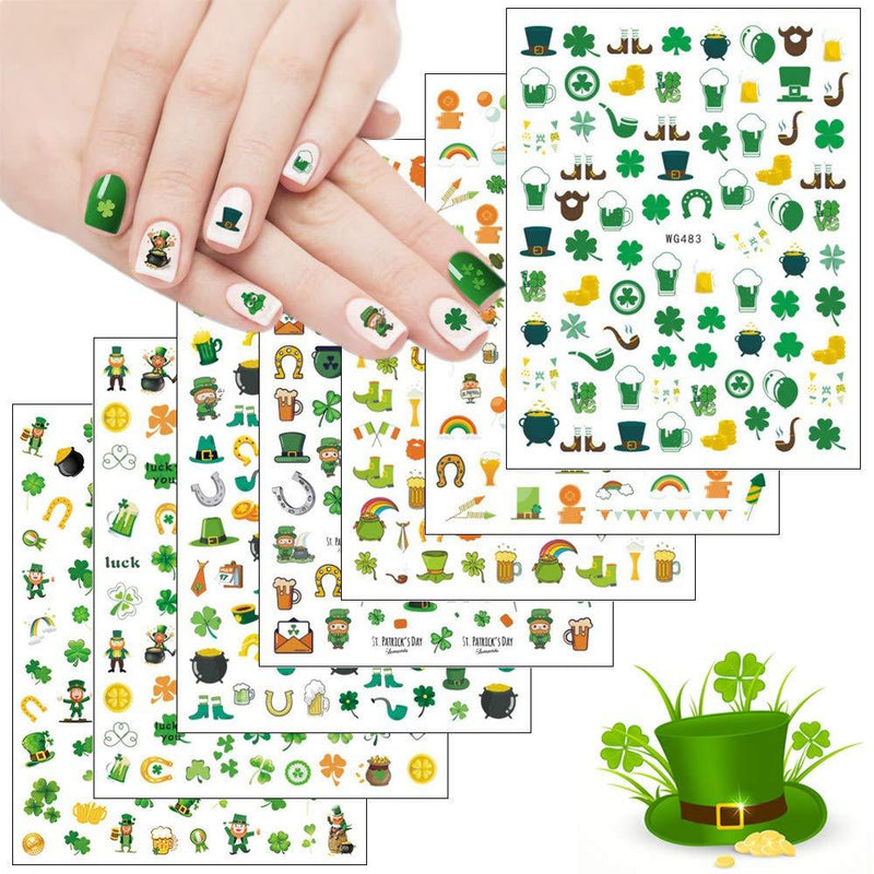 Macute St. Patrick’s Day Nail Art Stickers Set of 7 Sheets St Patricks Nail Decals 3D Leprechaun Shamrock Nail Stickers Self Adhesive Luck of Irish Nail Decals for Women Girls Kids Nail Decorations - BeesActive Australia