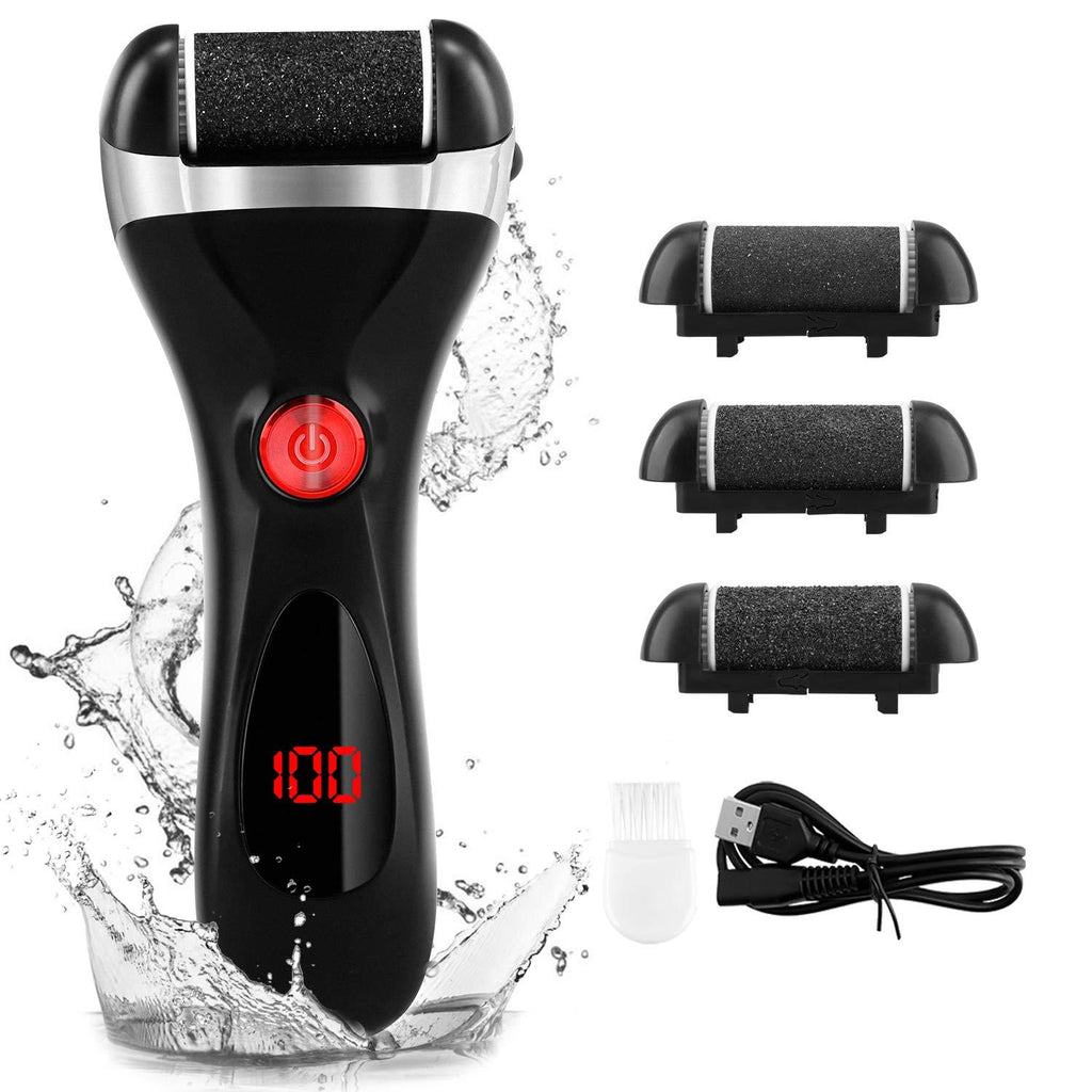 Electric Pedicure Kit, Callus Remover for Feet, Battery Display for Foot File Pedicure Tools with 3 Roller Heads, Professional Foot Scraper for Dead Skin, Foot Care for Hard Dry Skin(Black) Black - BeesActive Australia
