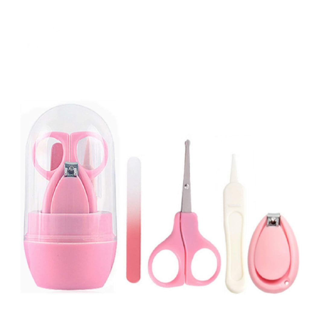 Children Nail Clippers Set Manicure Set 4 Pieces Stainless Steel Professional Nail Tools for Fingernail Toenail Facial Cuticle Nail Care Portable Travel for Child Pink - BeesActive Australia