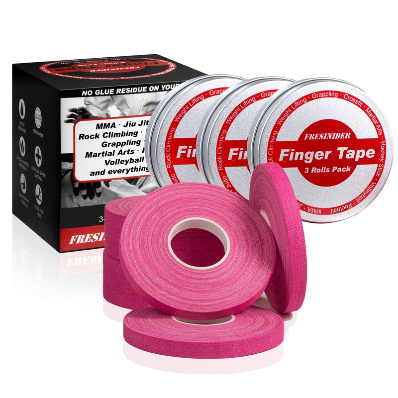 FRESINIDER Finger Tape - Strong Athletic Tape | 0.3” x 45 Feet (9 Pack) Tin Set | No Sticky Residue | for Rock Climbing, BJJ Jiu Jitsu, Grappling, Judo, MMA, Rock Climbing and Martial Arts (Pink) Pink - BeesActive Australia