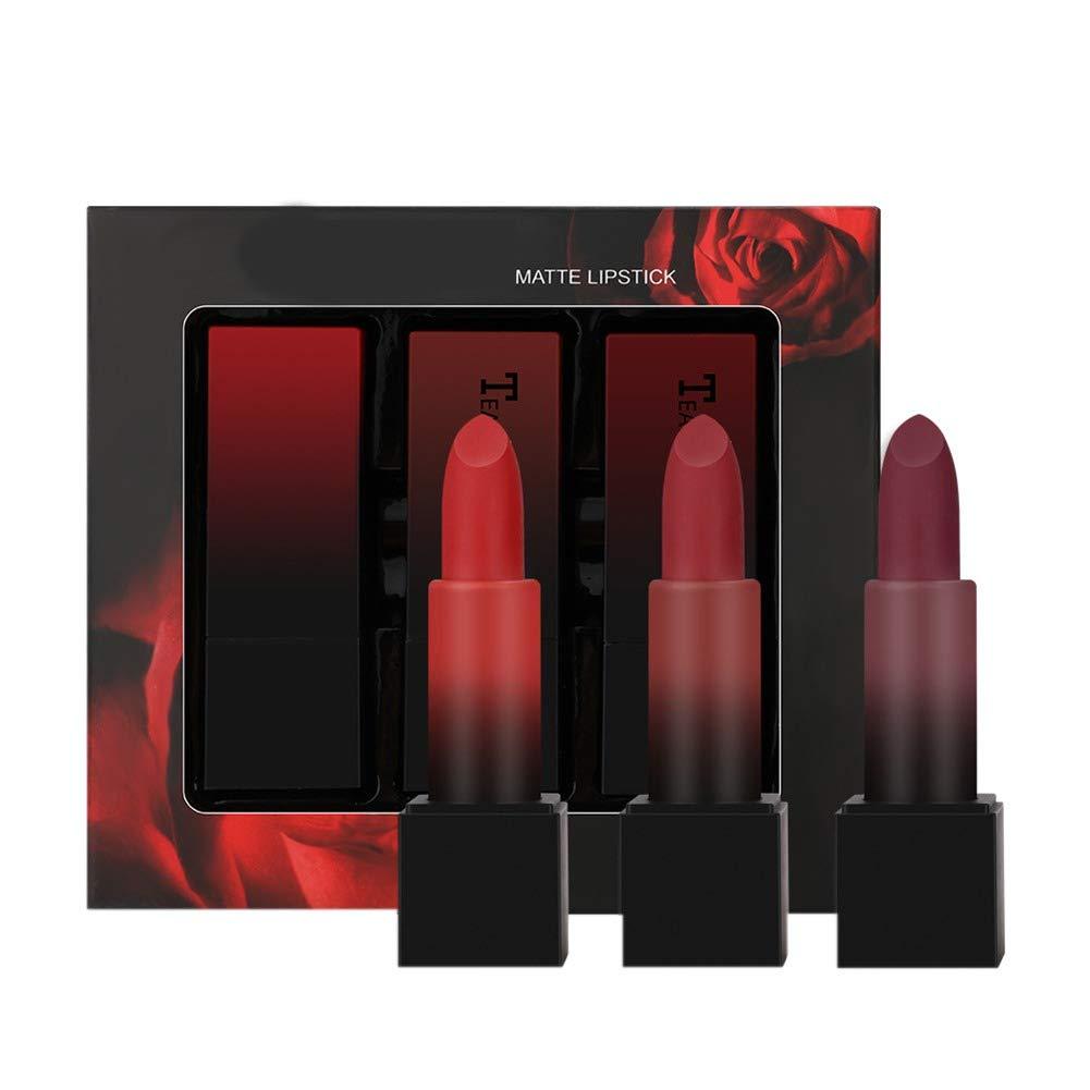 Fashion888 Three Sets Of Gradient Lipstick Velvet Matte Lipstick Bean Paste Color With Gift Package D - BeesActive Australia