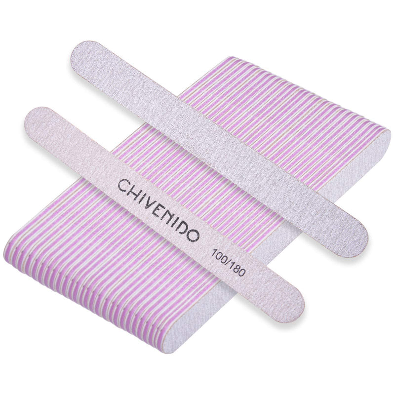 Nail Files And Buffers, 20pcs Professional Nail Files for Acrylic Nails 100/180 Grit Natural Nails,Double Sided Emery Boards Manicure Tools Coarse Washable Fingernail Files (Pink) pink - BeesActive Australia