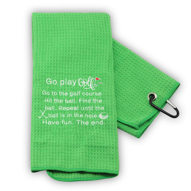 MBMSO Funny Golf Towels Embroidered Golf Towel for Golf Bag with Clip Golf Golfing Gifts Golfer Towels Go Play Golf Lover Gifts - BeesActive Australia