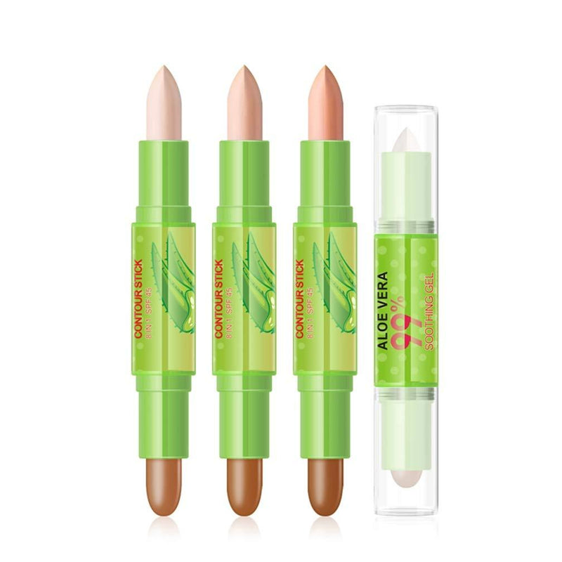 MEICOLY Aloe Vera Highlight Stick Double Head Facial 3D Contour Bronzer Concealer Face Highlighter Stick Body Makeup Foundation Cream Pen,3pcs - BeesActive Australia