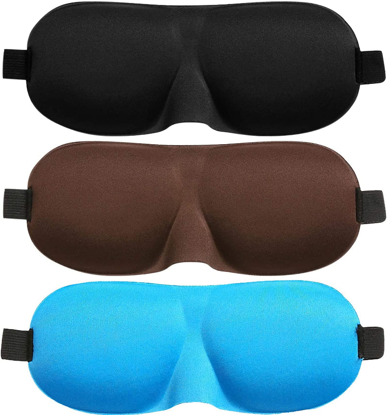 Soohu Sleep Mask 3 Pack,Eye-Shade 3D Contoured 100% Blackout Eye Mask for Sleeping,Comfortable concave Sleep mask Does not Compress The Eyes for Men and Women,Traveling, Night Shift, Meditation - BeesActive Australia