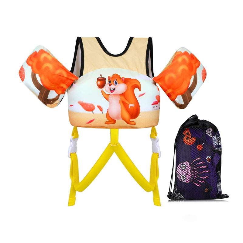 TOAUXUNG Adjustable Kids Swim Vest for Baby Swimming Training,Infant Baby Vest Swim Aid for 22-66 Pounds Boy and Girl Squirrel - BeesActive Australia