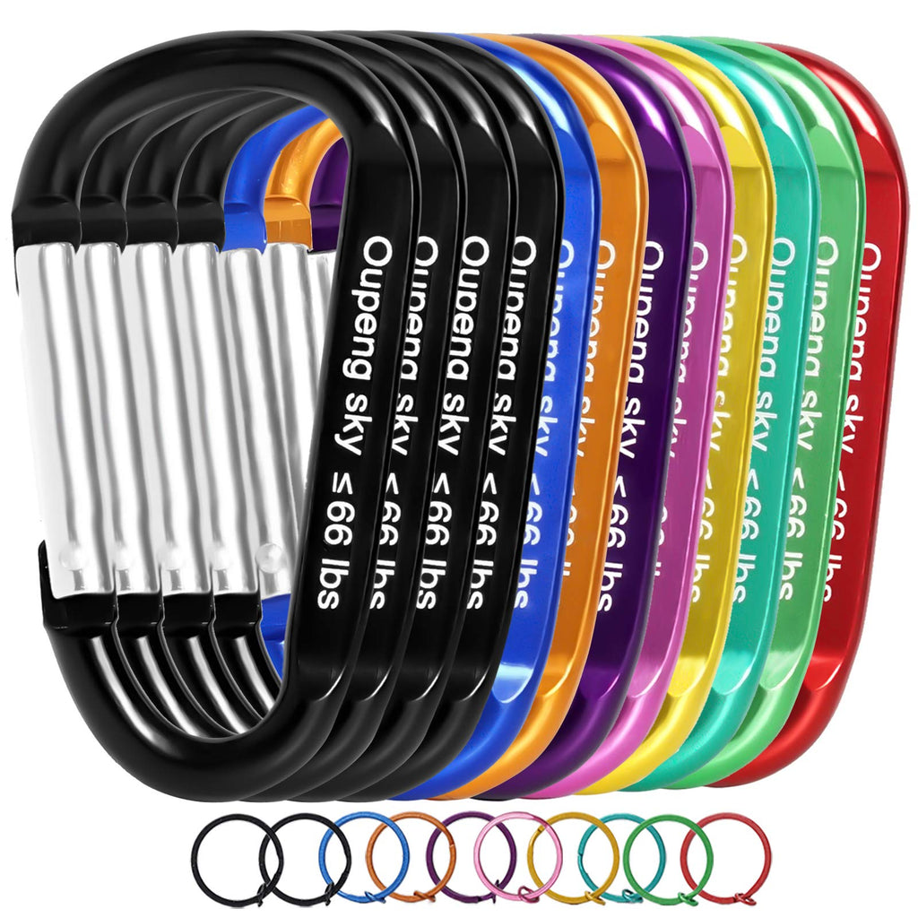12PCS Carabiner Keychain Clip - Aluminum Caribeener Key Clip ,D Ring Shape Nonlocking Carabeaner Hook Buckle,Multi-Function Spring Snap Key Clips Tool for Home,Camping,Hiking,Traveling,Backpack - BeesActive Australia
