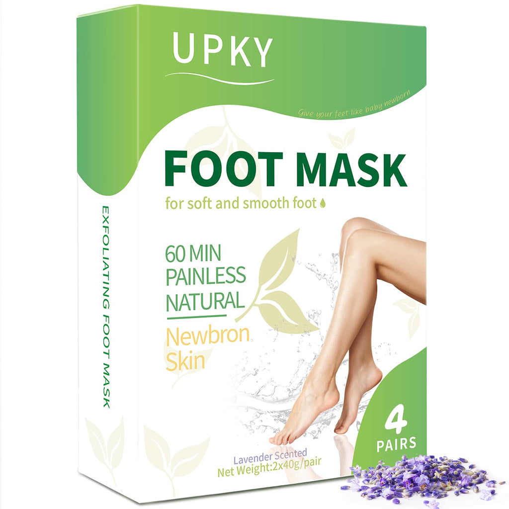 UPKY Foot Peel Mask 4 Pack Natural Exfoliating Lavender Scented Foot Mask for Dry Cracked Feet Get a Soft Skin Feet Peeling Mask, Make Your Feet Baby Soft Get Smooth Silky Skin Lavender-4PCS - BeesActive Australia