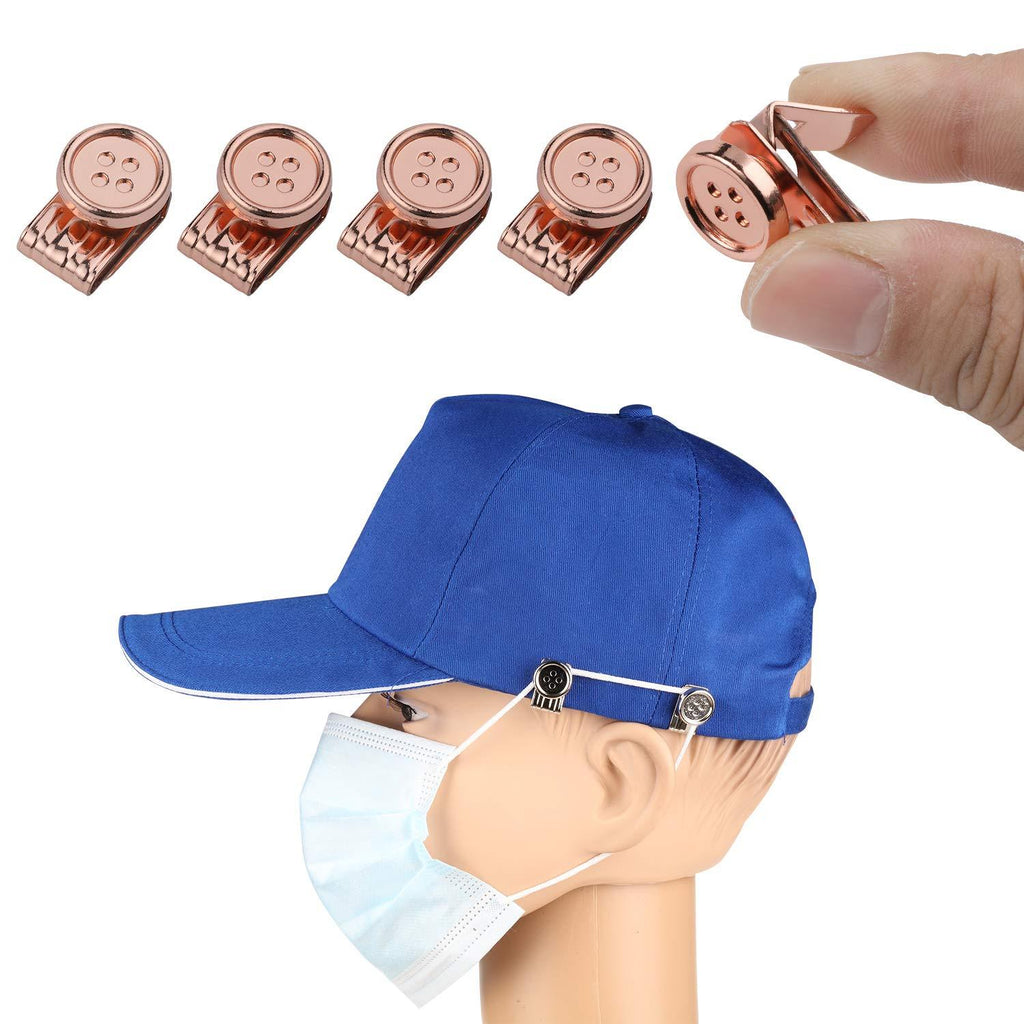 Kit&Jet Button for Mask,Adjustable Easy Clip on Headband/Hat/Hairband/Beanie/Knitted Hat/Surgical Cap(Movable) Mask Earloop Ear Relief Metal Button Rose Gold - BeesActive Australia