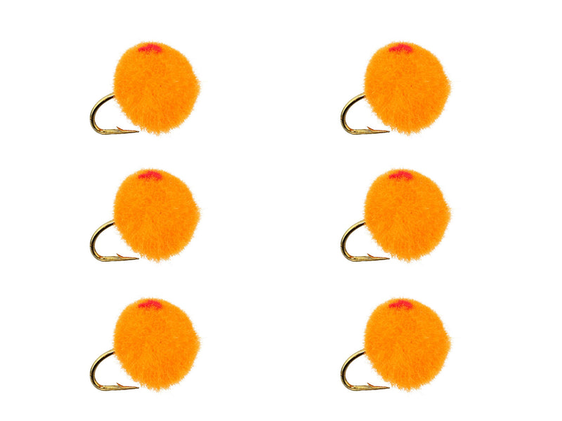 Wild Water Fly Fishing Egg Flies Orange Egg with Red Spot - Size 12 - 6 Pack - BeesActive Australia