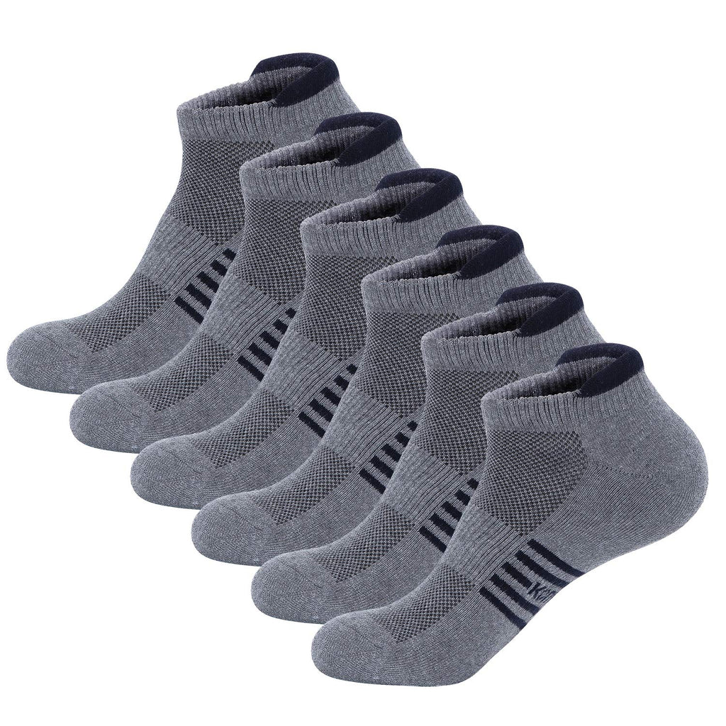 KONY Cotton Cushioned Ankle Socks for Men and Women - Low Cut Athletic Running Tab Socks (6 Pairs) Dark Gray Large - BeesActive Australia