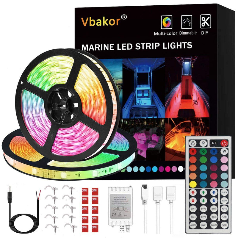 Vbakor Led Strip Lights Boat Lights, 12V Flexible RGB Strip Lights, IP65 Waterproof Boat Deck Lighting, Color Changing Marine Lights for Jon Bass Boat Sailboat Kayak, Fishing Boat Lights 10M-32.8FT - BeesActive Australia