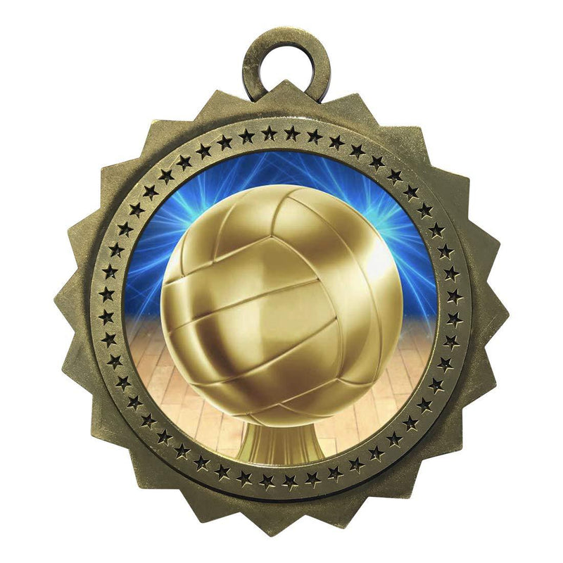 Express Medals Large 3 Inch Volleyball Gold Medal with Neck Ribbon Award Trophy Plaque Gift Prize - BeesActive Australia