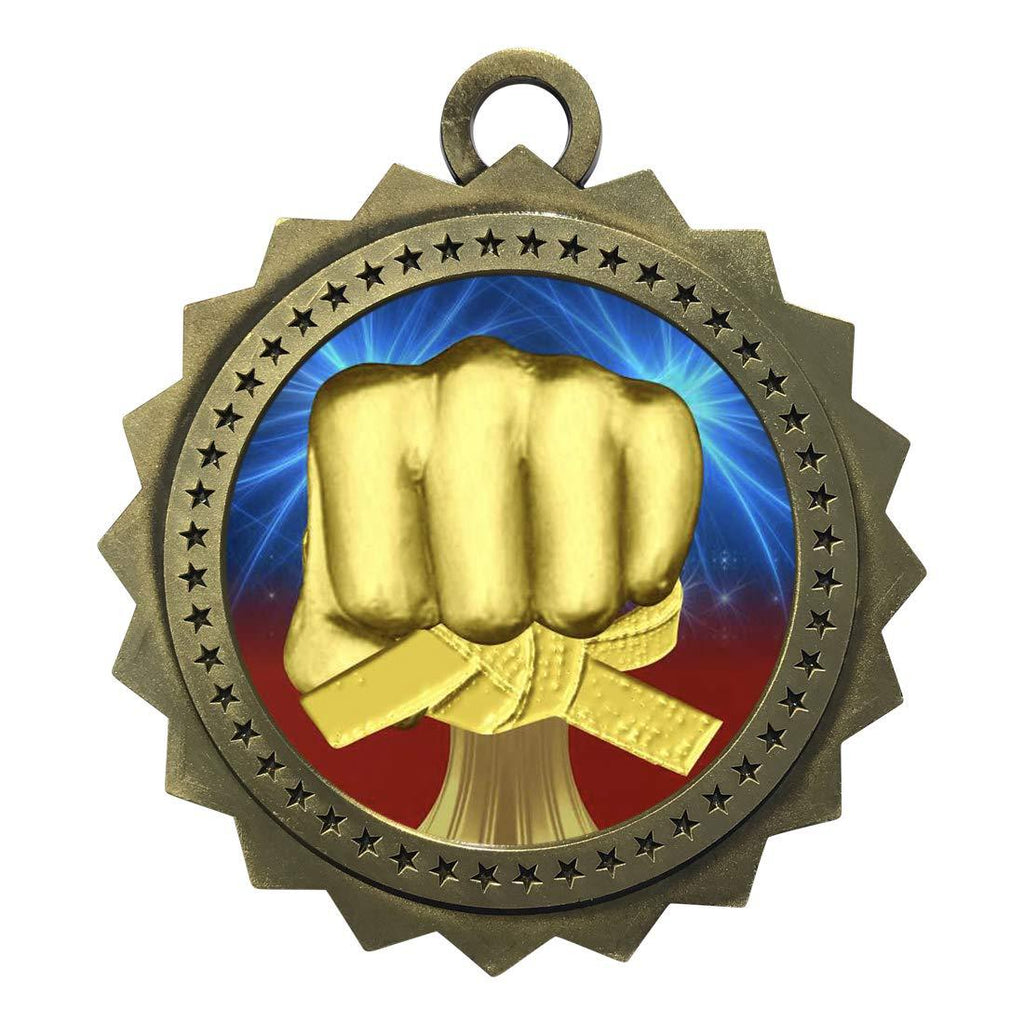 Express Medals Large 3 Inch Martial Arts Gold Medal with Neck Ribbon Award Trophy Plaque Gift Prize - BeesActive Australia