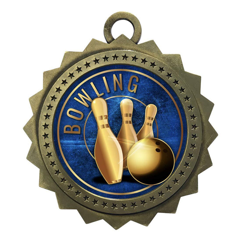 Express Medals Large 3 Inch Bowling Gold Medal with Neck Ribbon Award Trophy Plaque Gift Prize - BeesActive Australia