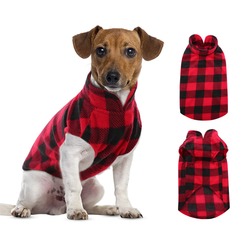 ASENKU Dog Sweater, Plaid Dog Fleece Vest, Soft Comfortable Pet Pajamas, Warm Winter Dog Shirt, Cold Weather Coat Jacket Pet Clothes for Small & Medium Dog Breeds Red - BeesActive Australia