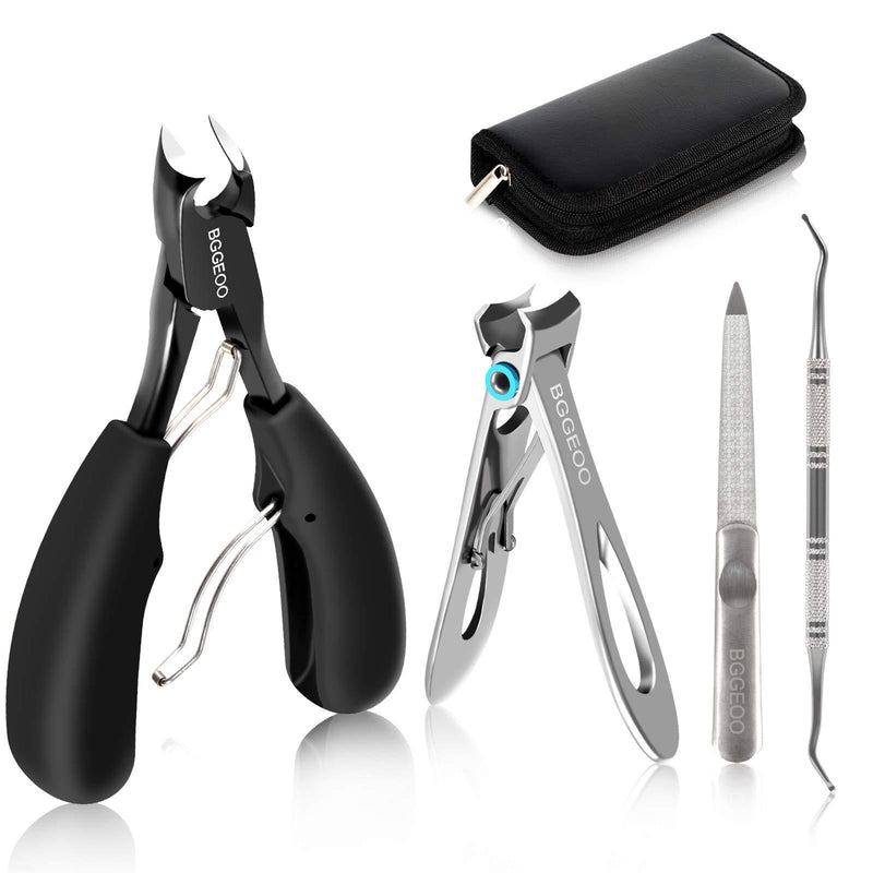 Nail Clippers Set，for Thick Nails and Ingrown Toenail/Professional/Stainless Steel/Nail File Sharp Nail Cutter with Leather Case - BeesActive Australia