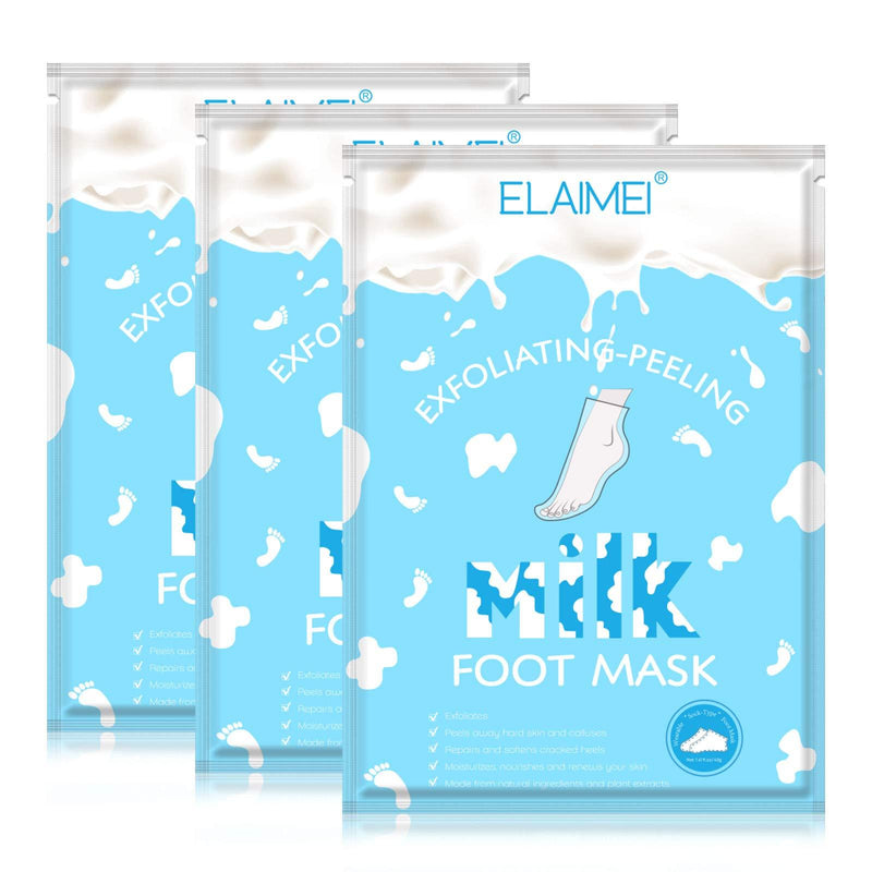 Foot Peel Mask - 3 Pairs - Effective For Cracked Heels Repair, Remove Dead Skin, Callus & Dry Toe Skin - Baby Soft Feet - Exfoliating Peeling Natural Treatment (Milk) Milk - BeesActive Australia