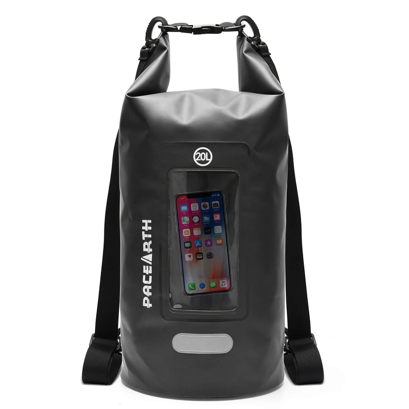 Aracky Dry Bag Backpack Double-Layer Floating Dry Waterproof Bag Roll Top Lightweight Drybag Sack with Phone Case Shoulder Strap for Kayaking Paddle Boating Fishing and Beach Black 10L - BeesActive Australia