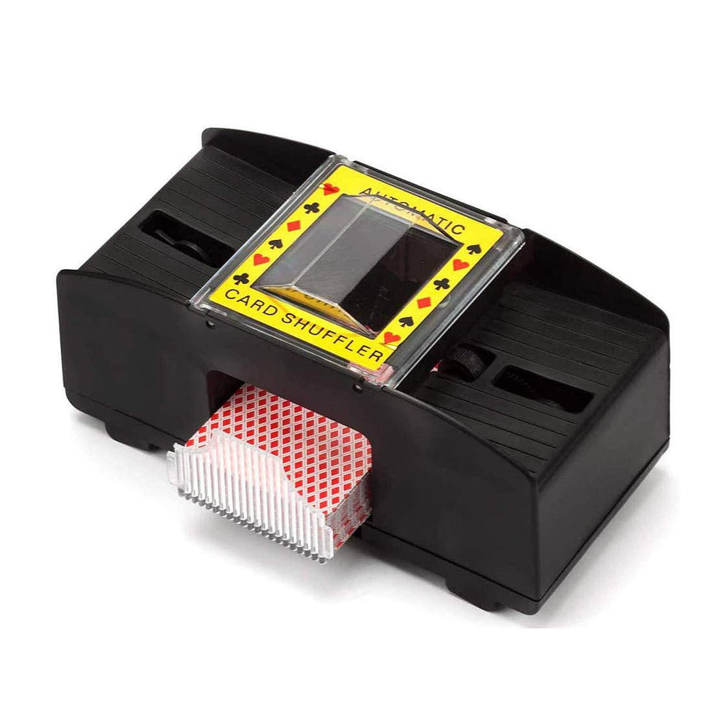 Competition 4 Standard Size Automatic Card Shuffler, 2-Deck Electric Labor-Saving Shuffling Machine Tool Accessory for Poker, Rummy, etc, Adult Elderly Battery Powered Mixing Box, Low Noise Black - BeesActive Australia