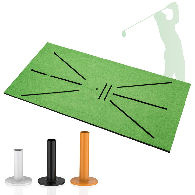 Golf Training Mat and Rubber Golf Tees Holder, Mini Golf Training Aid for Swing Detection Batting, Portable Golf Practice Training Turf Mat for Home Office Indoor Outdoor - BeesActive Australia