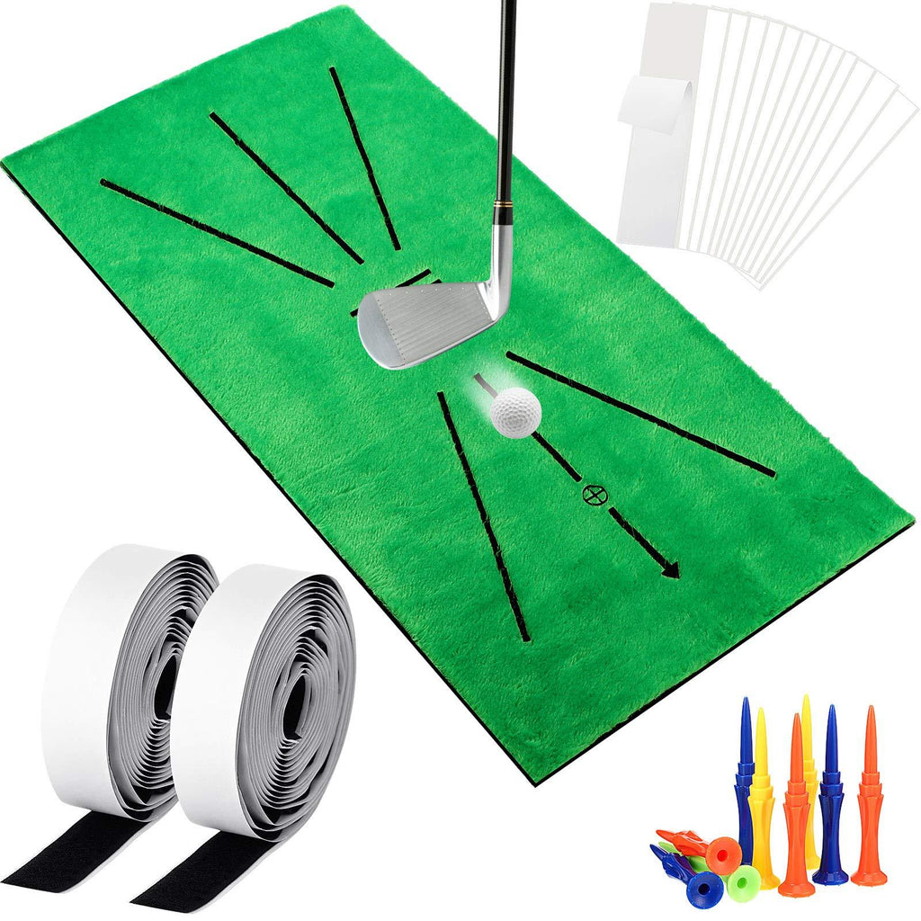 Golf Training Mat Portable Golf Hitting Mat Mini Golf Practice Training Aid Turf Rug for Swing Detection Indoor Outdoor Batting Training Turf Mat with 12 Golf Tees and 13 Grip Tapes - BeesActive Australia