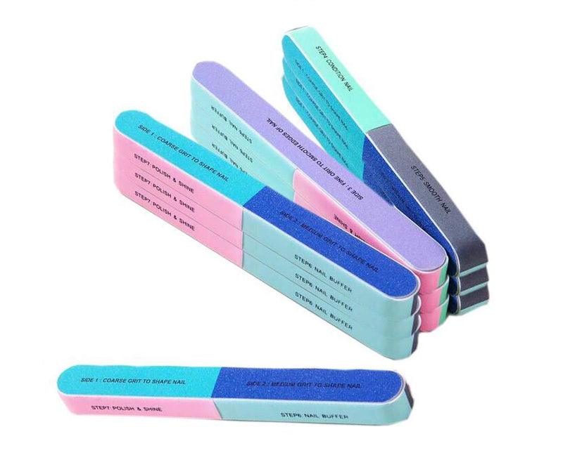 ericotry 10pcs 7-Way Nail Files Buffing Strip Nail File Buffers Polisher Buffer Block Cosmetic Manicure Pedicure Nail Buffering Files for Nail Care (Color Random) - BeesActive Australia