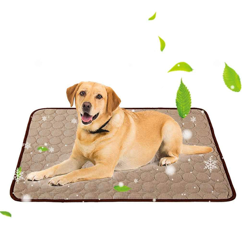 Jaaytct Cooling Mat for Dogs Cats Ice Silk Pet Self Cooling Pad Blanket for Pet Beds/Kennels/Couches /Car Seats/Floors X-Large Brown - BeesActive Australia