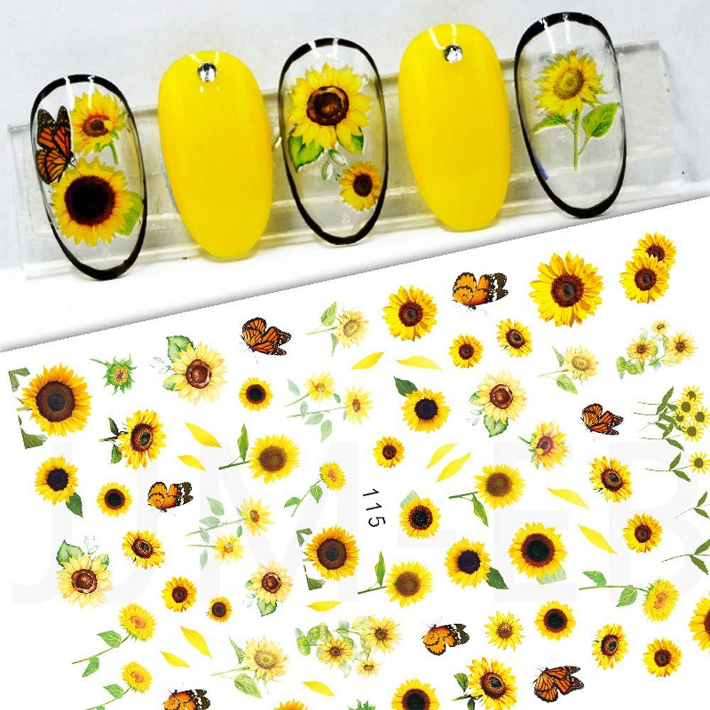 Bonnie-Sam Nail Decal Sticker Spring Sunflower Daisy Flower Series 8 Sheets Self-Adhesive Back Glue (Pattern A) Pattern a - BeesActive Australia