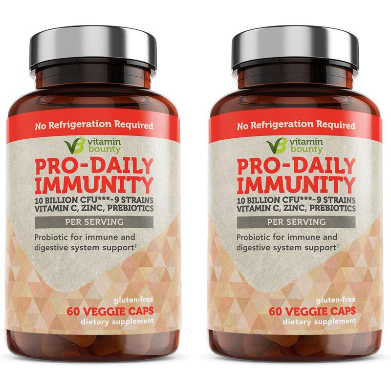 Pro-Daily Immune Support Probiotics with Vitamin C & Zinc + Prebiotics - 10 Strains - 2 Pack - BeesActive Australia