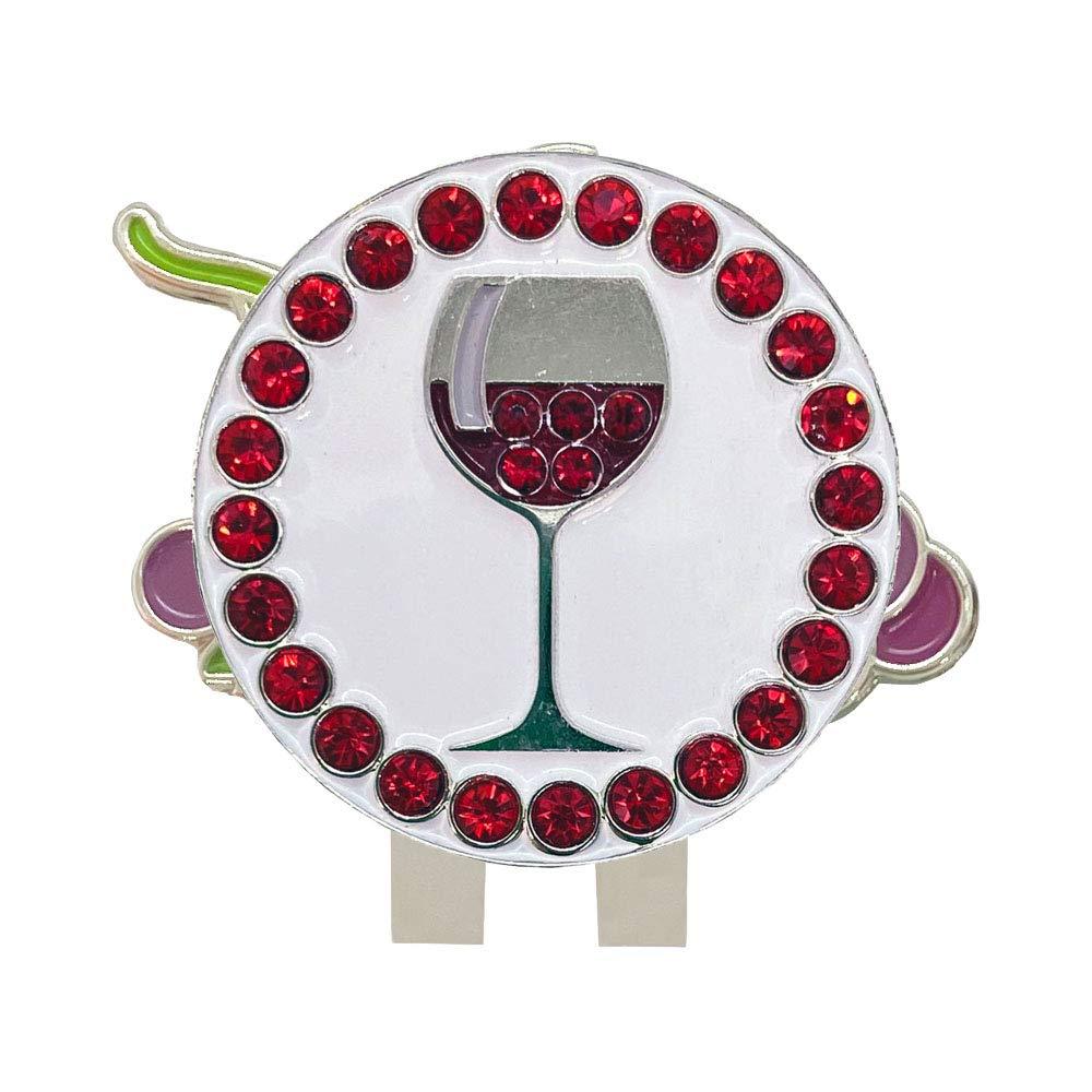 Giggle Golf Bling Red Wine Golf Ball Marker with A Magnetic Grapes Shaped Hat Clip for Women - BeesActive Australia