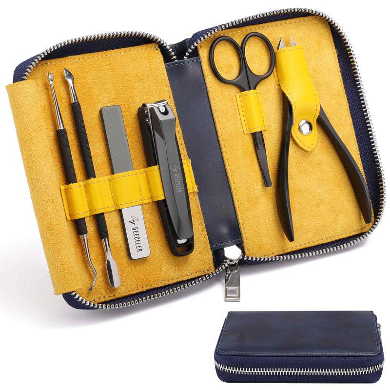 Geeceler Manicure Set,Professional Nail Clipper Set for Men and Women,Pedicure Grooming Kit with Travel Case(Blue/Yellow) - BeesActive Australia