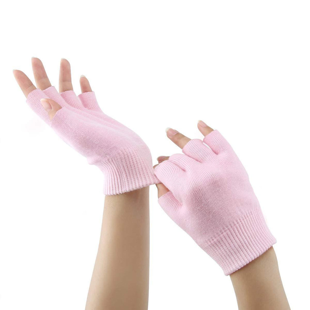 YOTURO Moisturizing Gloves-Fingerless Women's Gel Moisturizing Spa Gloves, Day Night Instantly Repair Eczema Dry Rough and Cracked Hands (Pink) - BeesActive Australia