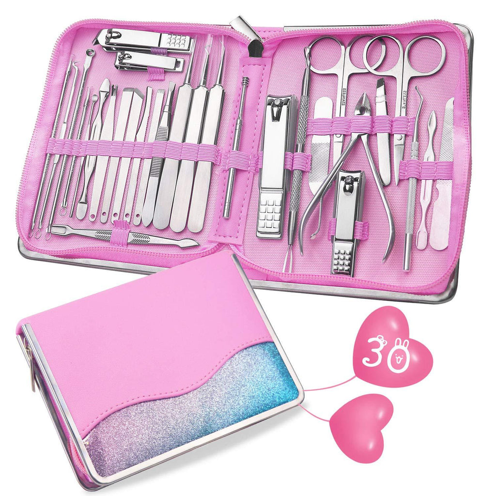 GEMAX Nail Clippers, 30 in 1 Professional Nail Kit, Manicure Set for Pedicure and Manicure, Beauty & Personal Care Nail Set with Everything Professional Nail Clipper Set. (Pink) Pink - BeesActive Australia
