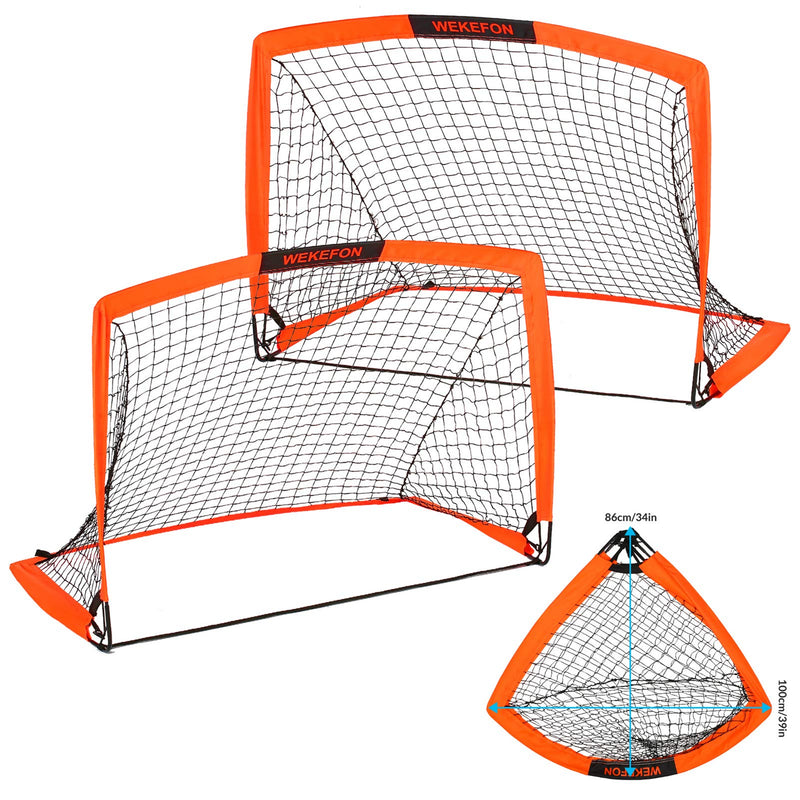 WEKEFON Soccer Goals, Set of 2 - Size 3.6'x2.7' Portable Foldable Pop Up Soccer Net for Backyard Training Goal for Kids and Youth Soccer Practice with Carry Bag - BeesActive Australia