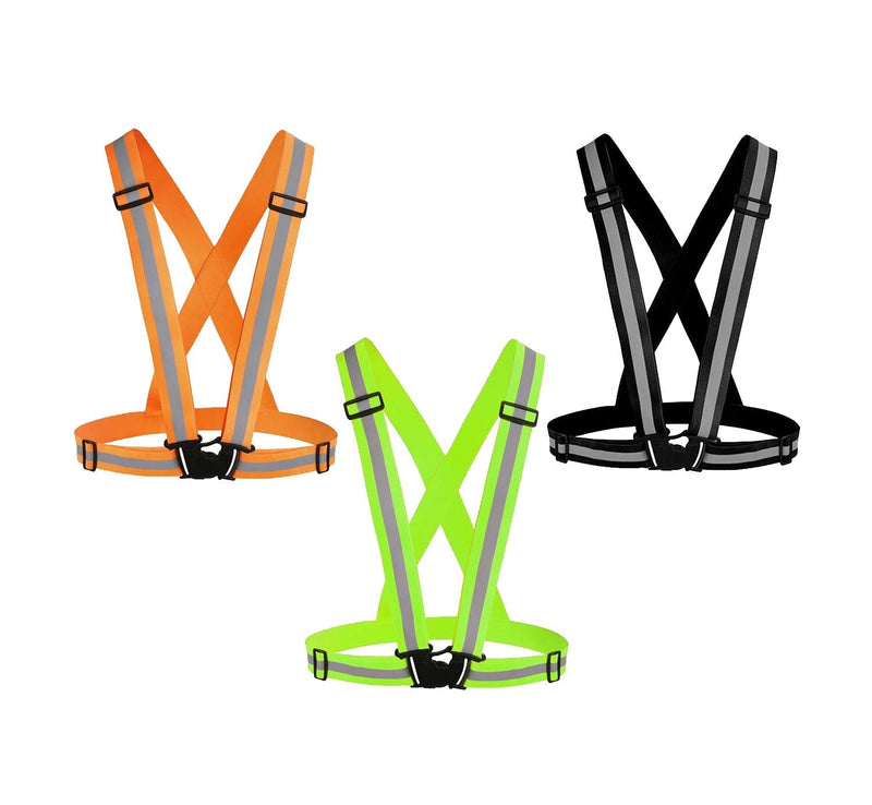 Awnuuw Reflective Vest Running Gear 3Pack, Adjustable Safety Vests High Visible Reflective Belt Straps Green,black,orange - BeesActive Australia