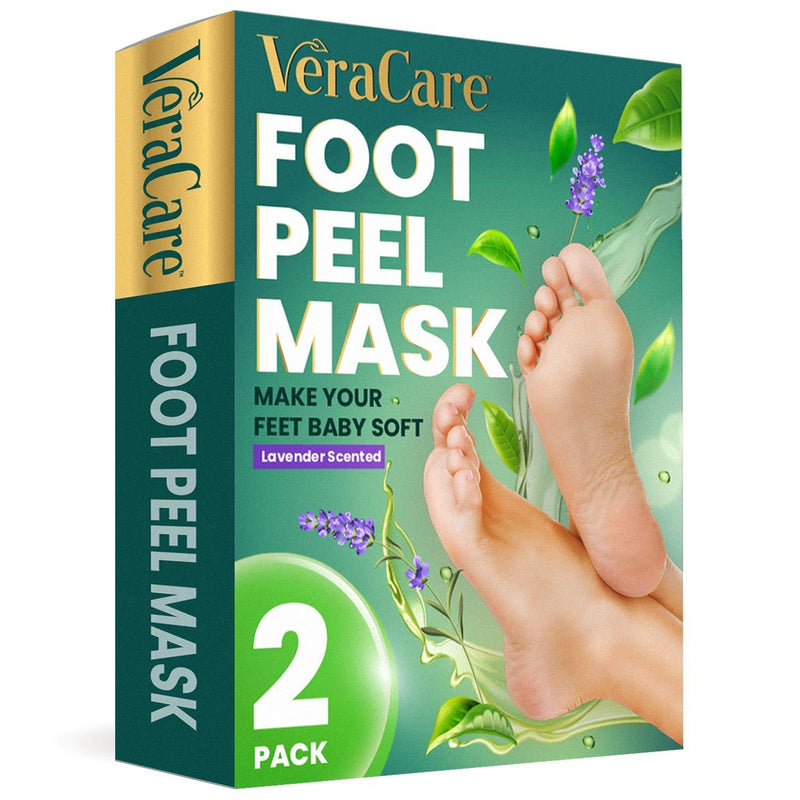 VeraCare Foot Peel Mask - 2 Pairs of Foot Mask for Cracked Heels, Calluses, Dry Toes & Feet - Natural Moisturizing & Exfoliating Mask for Baby Soft Feet (Lavender) Lavender - BeesActive Australia