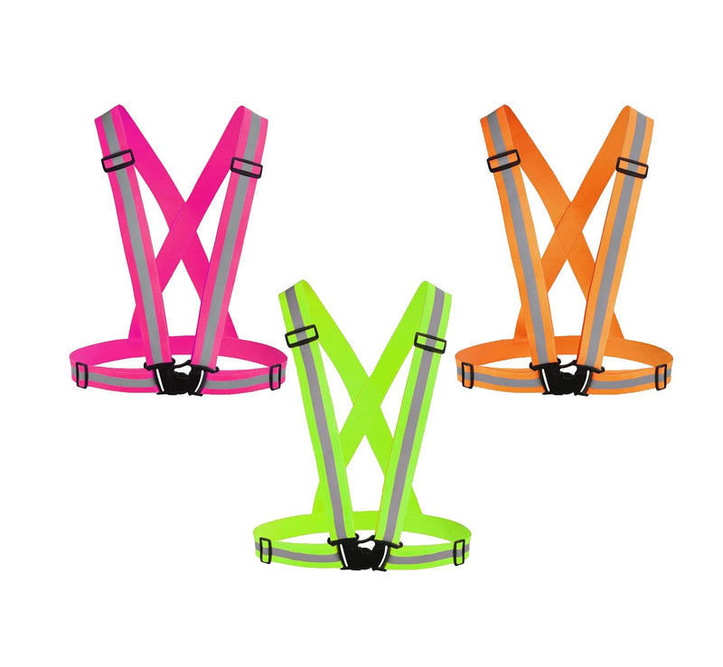Awnuuw Reflective Vest Running Gear 3Pack, Adjustable Safety Vests High Visible Reflective Belt Straps Pink,green,orang - BeesActive Australia