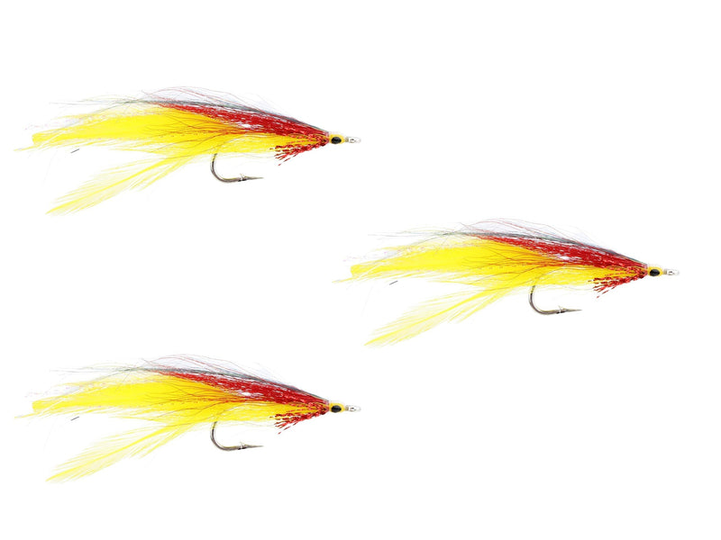 Wild Water Fly Fishing Deceiver Flies Yellow and Red Deceiver - Size 2/0 - 3 Pack - BeesActive Australia