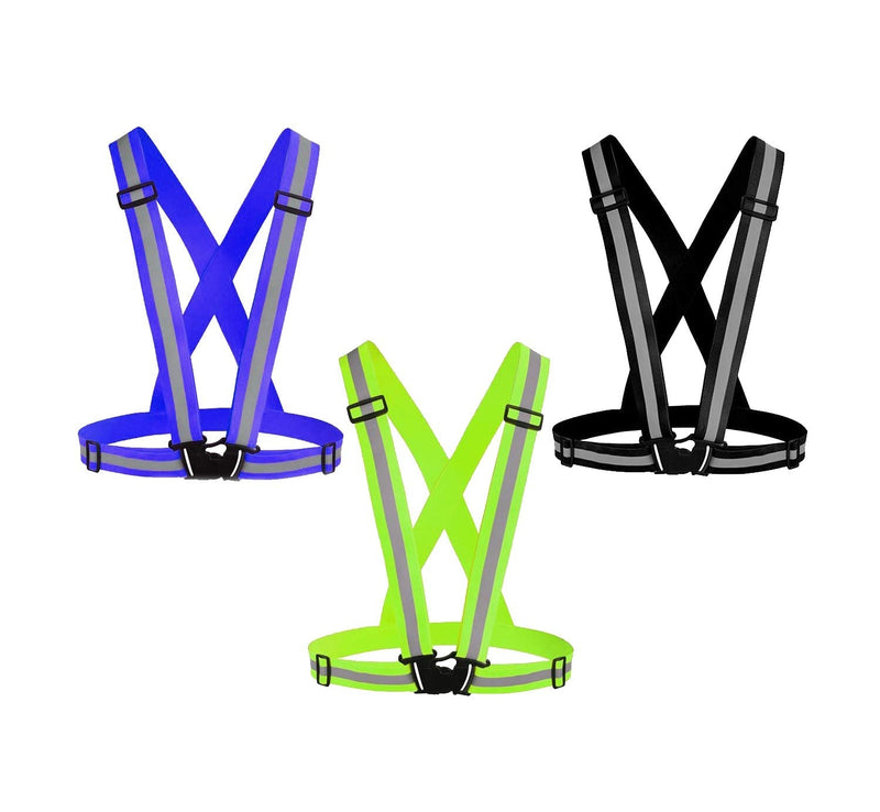 Awnuuw Reflective Vest Running Gear 3Pack, Adjustable Safety Vests High Visible Reflective Belt Straps Green,black,blue - BeesActive Australia