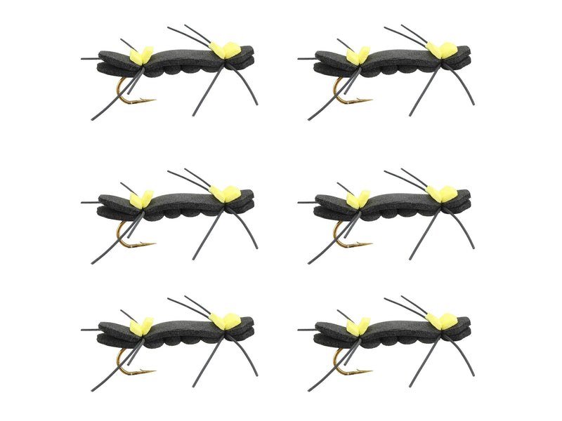 Wild Water Fly Fishing Foam Flies - Terrestrial Dry Flies Size 8 -14, Qty. 6 Chernobyl Ant - Size 6 - 6 Pack - BeesActive Australia