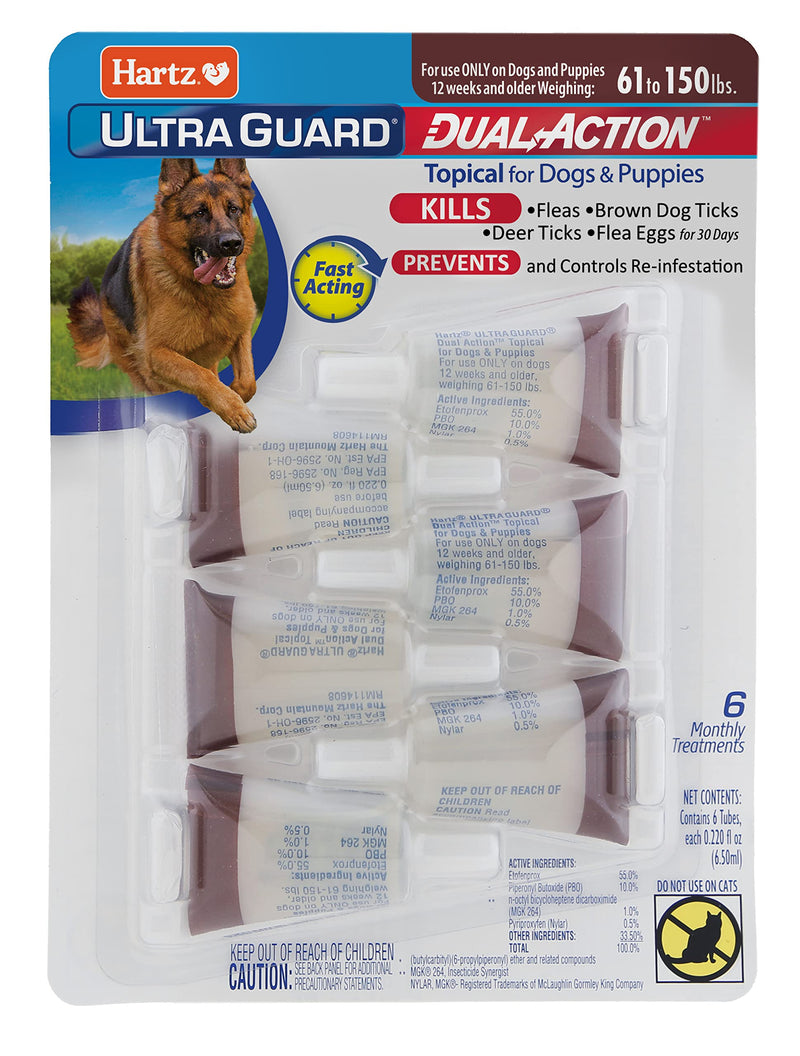 Hartz UltraGuard Dual Action Flea & Tick Topical Dog Treatment and Flea and Tick Prevention, 6 Months, 60+ Pound Dogs - BeesActive Australia