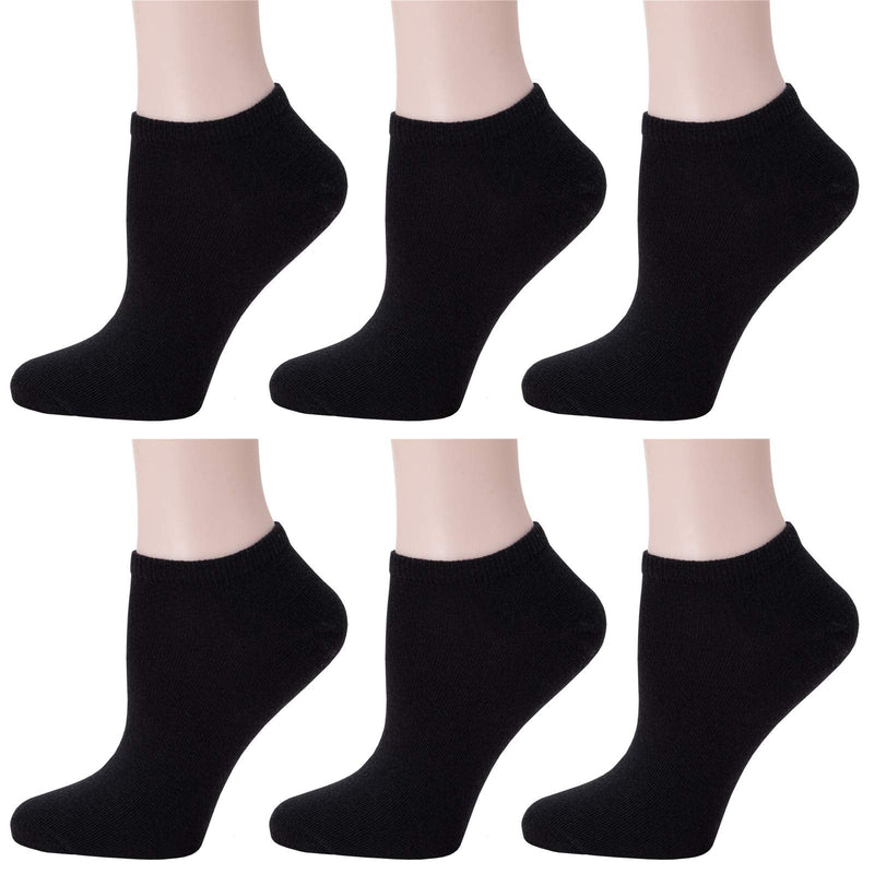 Luriesal No Show Socks for Women Ladies Colorful Short Ankle Socks Cotton Every Day Athletic Low Cut Socks C-black-6pack - BeesActive Australia