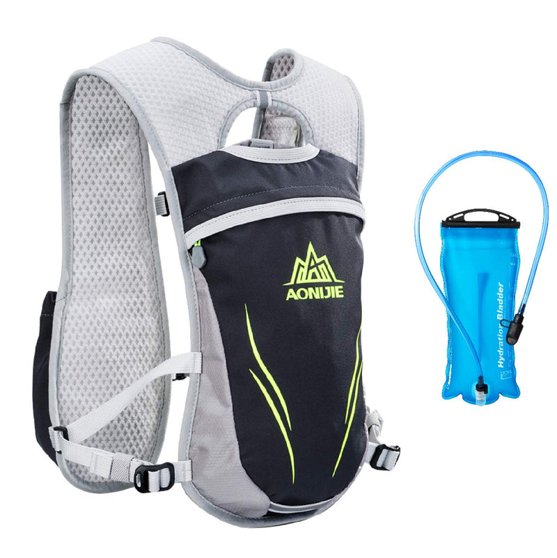 JEELAD Running Hydration Vest Hydration Backpack Pack Trail Running Backpack BPA-Free Leak-Proof Running Water Bottles for Marathon Biking Hiking Cycling Grey (5.5L) - with 2L TPU Water Bladder - BeesActive Australia