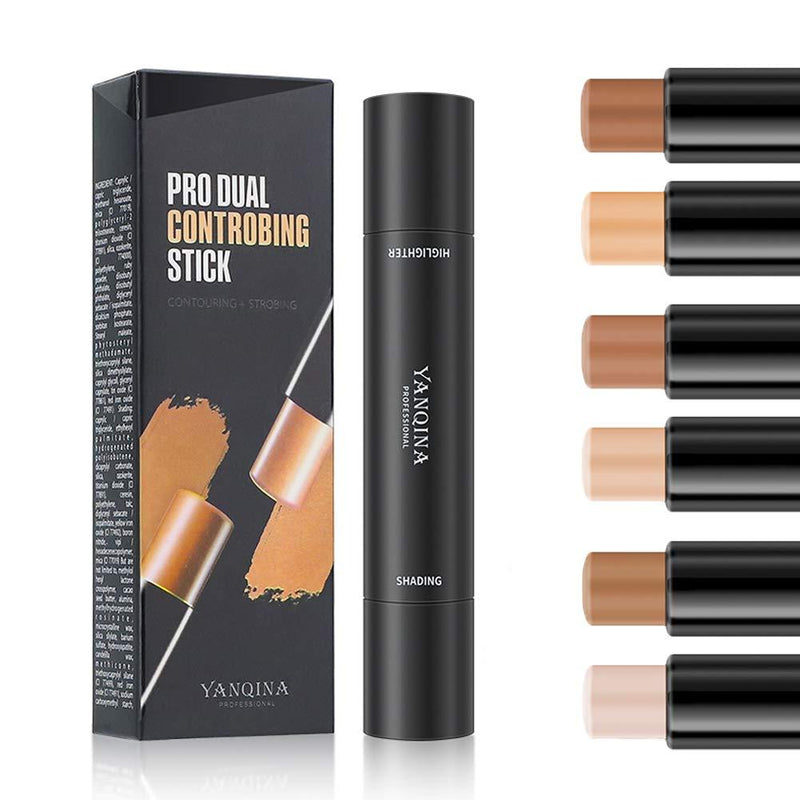 MEICOLY 6 Colors Highlight Contour Stick Double Head Facial Repair Bronzer Concealer 3D Wonder Stick 2 in 1 Body Makeup Shading Stick Foundation Cream Pen,3pcs - BeesActive Australia