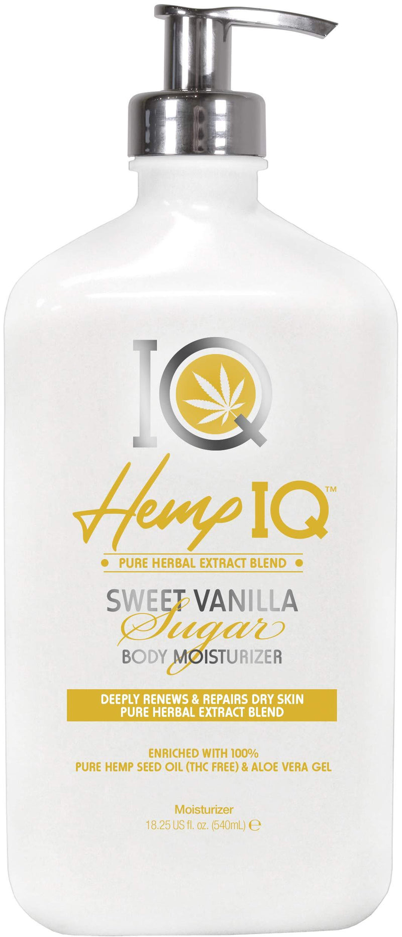 HEMP IQ Sweet Vanilla Sugar Body Moisturizer | 100% Pure Hemp Seed Oil | Ultra-Hydrating Daily Moisturizer 18.25 oz. - BeesActive Australia