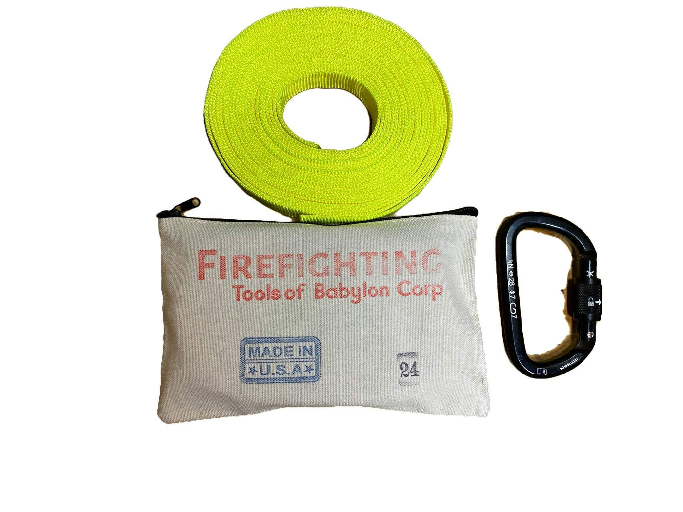 Firefighter Rescue Webbing and Carabiner Kit - Made in USA