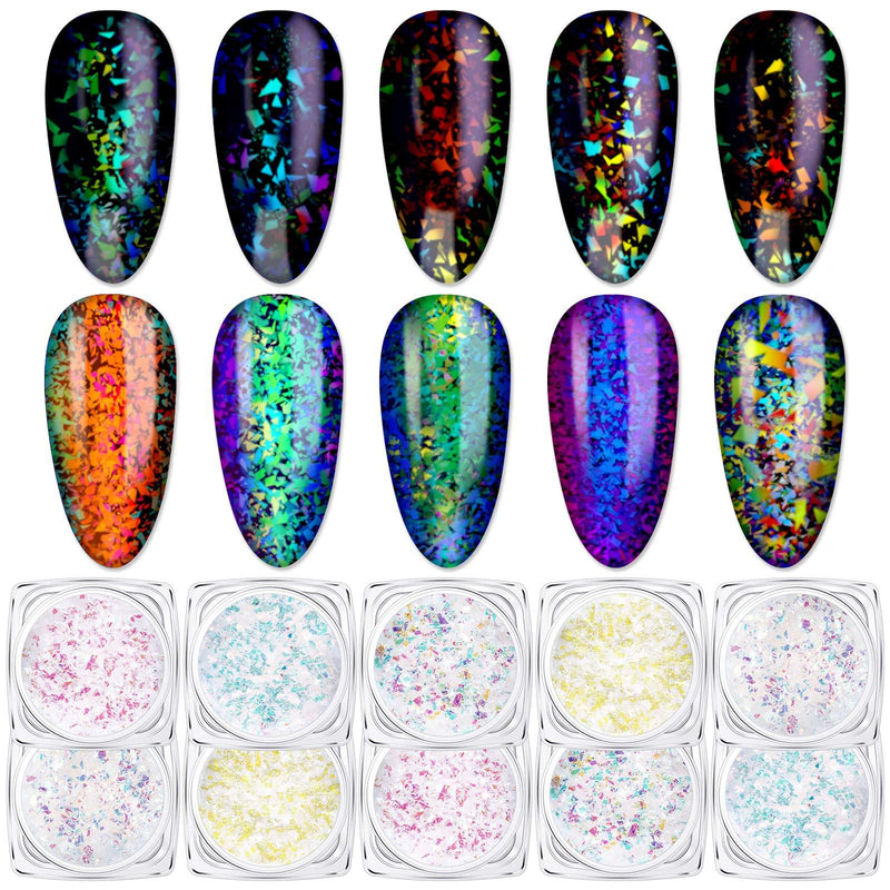 Holographic Powder Confetti Mermaid Nail Sequins Chameleon Cloud Paillette Nail Sequins Flakes for Nail Art Manicure Tips Decoration (10) 10 - BeesActive Australia