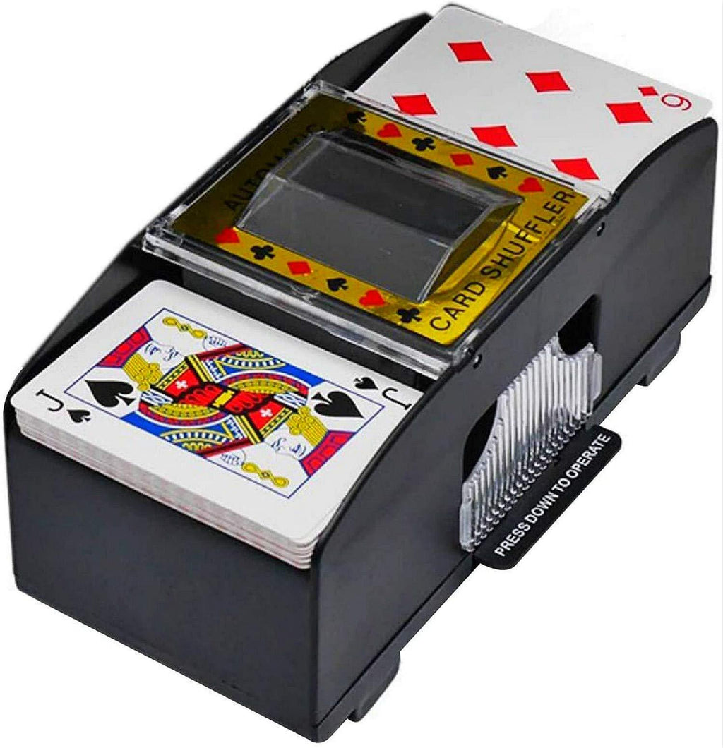 BUTIAN Automatic Poker Card Shuffler，1-2 Decks Poker Shuffles Card Shuffler Machine, Battery-Operated Electric Shuffler for Home Party Club Game black - BeesActive Australia